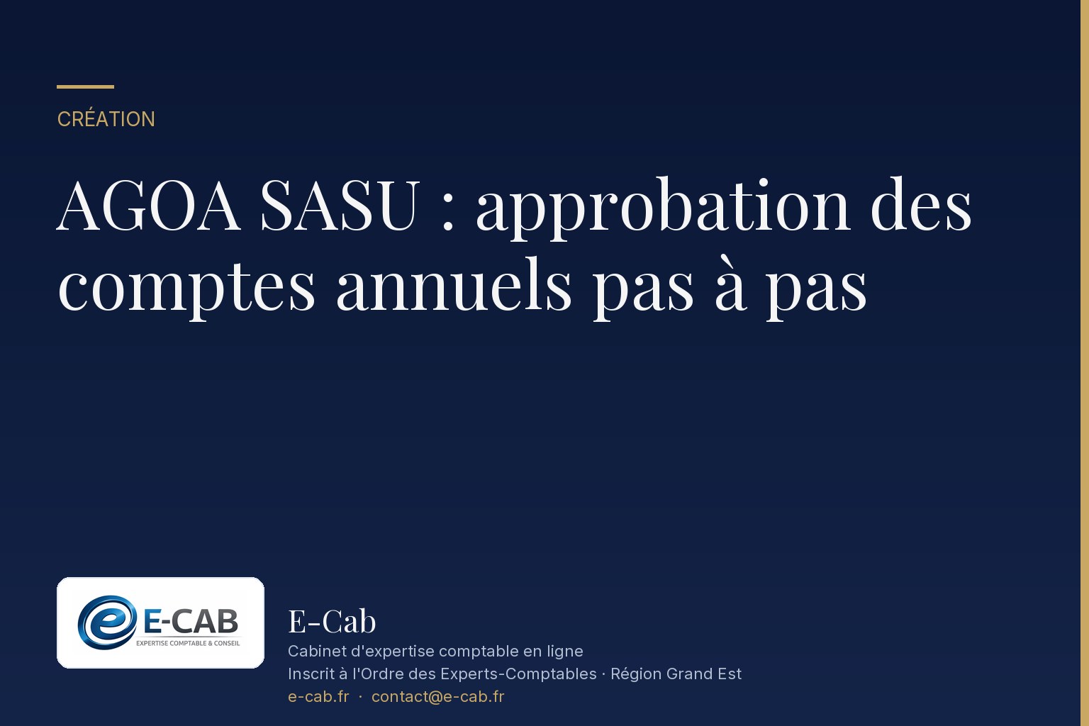 AGOA SASU : approbation des comptes annuels pas à pas