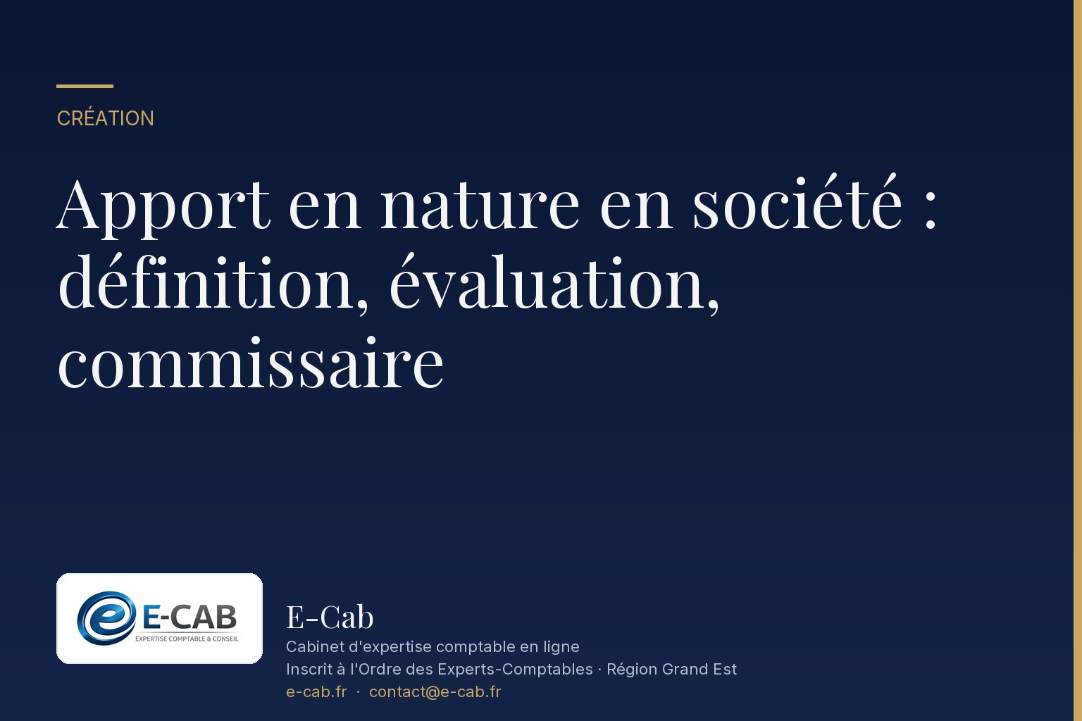 Apport en nature en société : définition, évaluation, commissaire