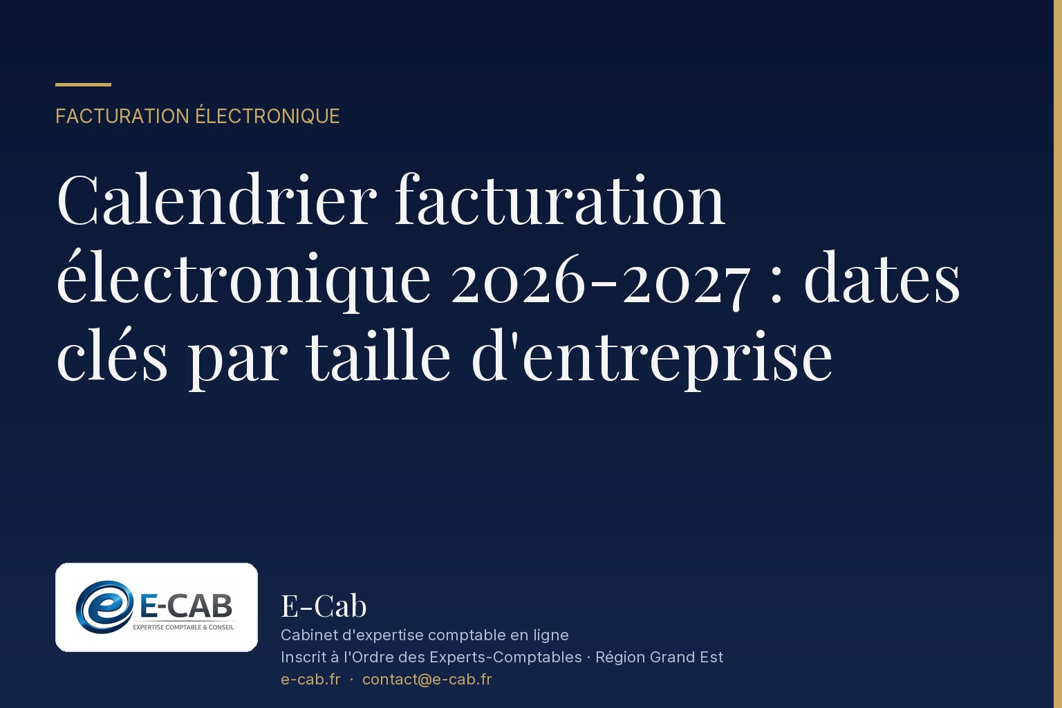 Calendrier facturation électronique 2026-2027 : dates clés par taille d'entreprise