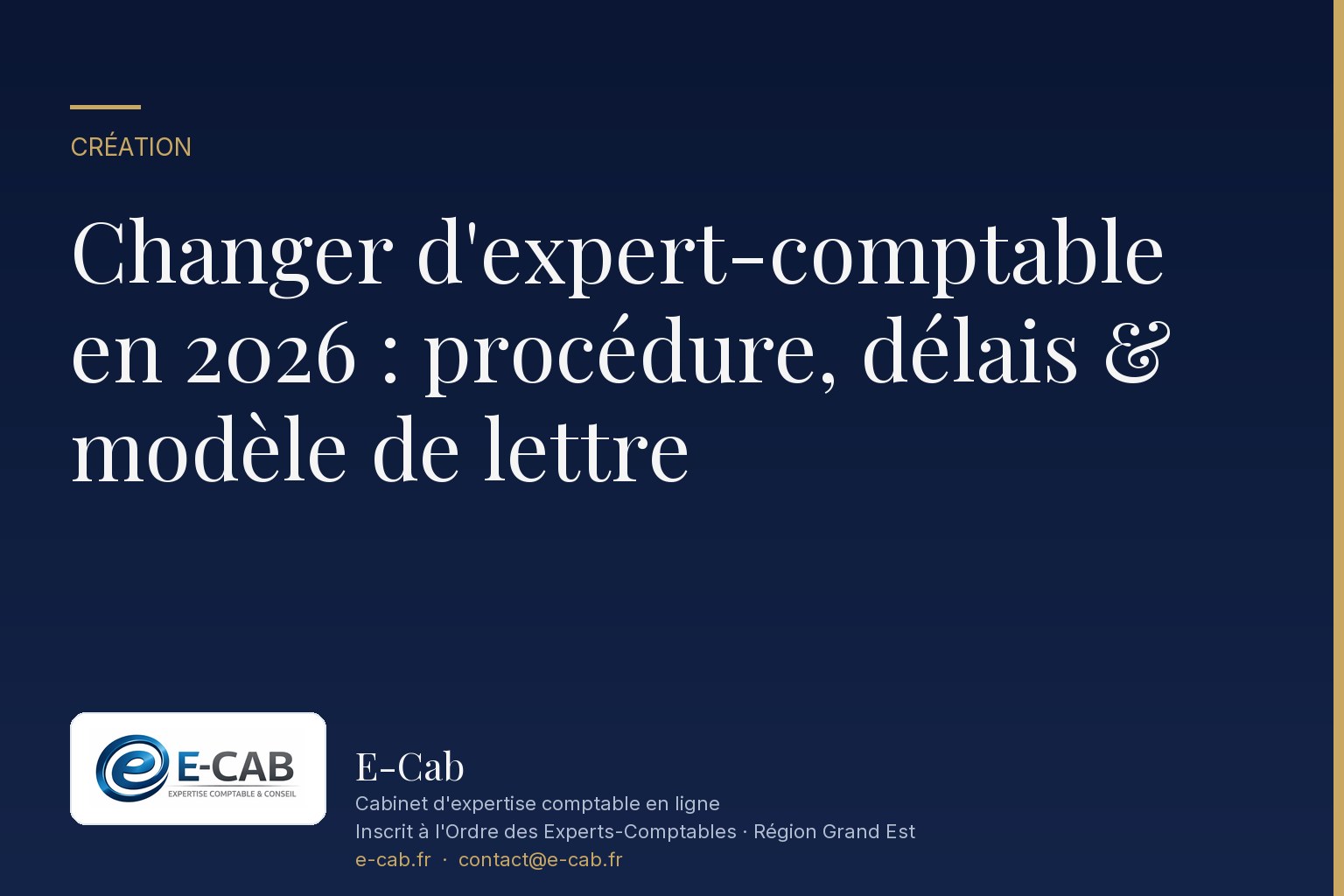 Changer d'expert-comptable en 2026 : procédure, délais et modèle de lettre