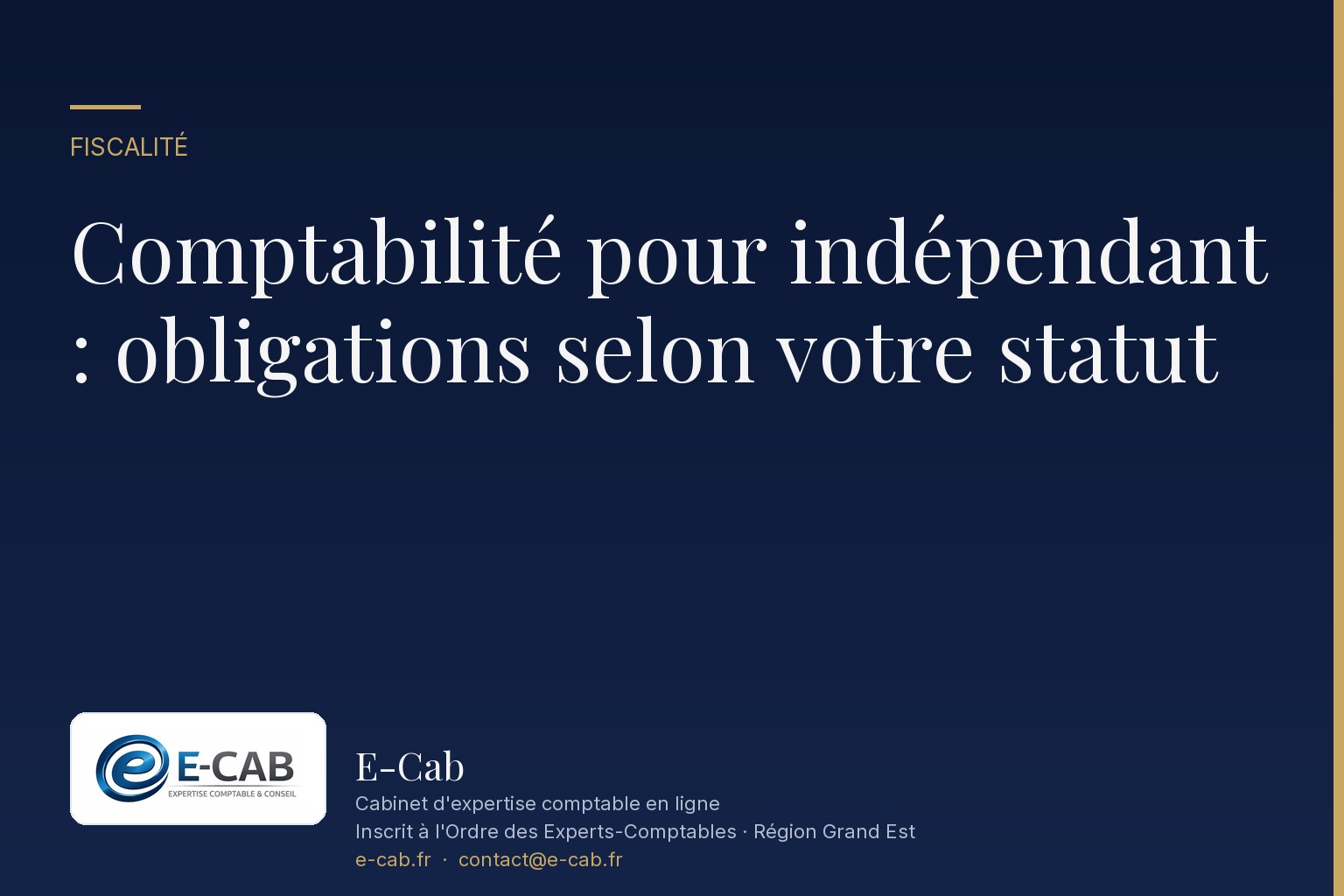 Comptabilité pour indépendant : obligations selon votre statut
