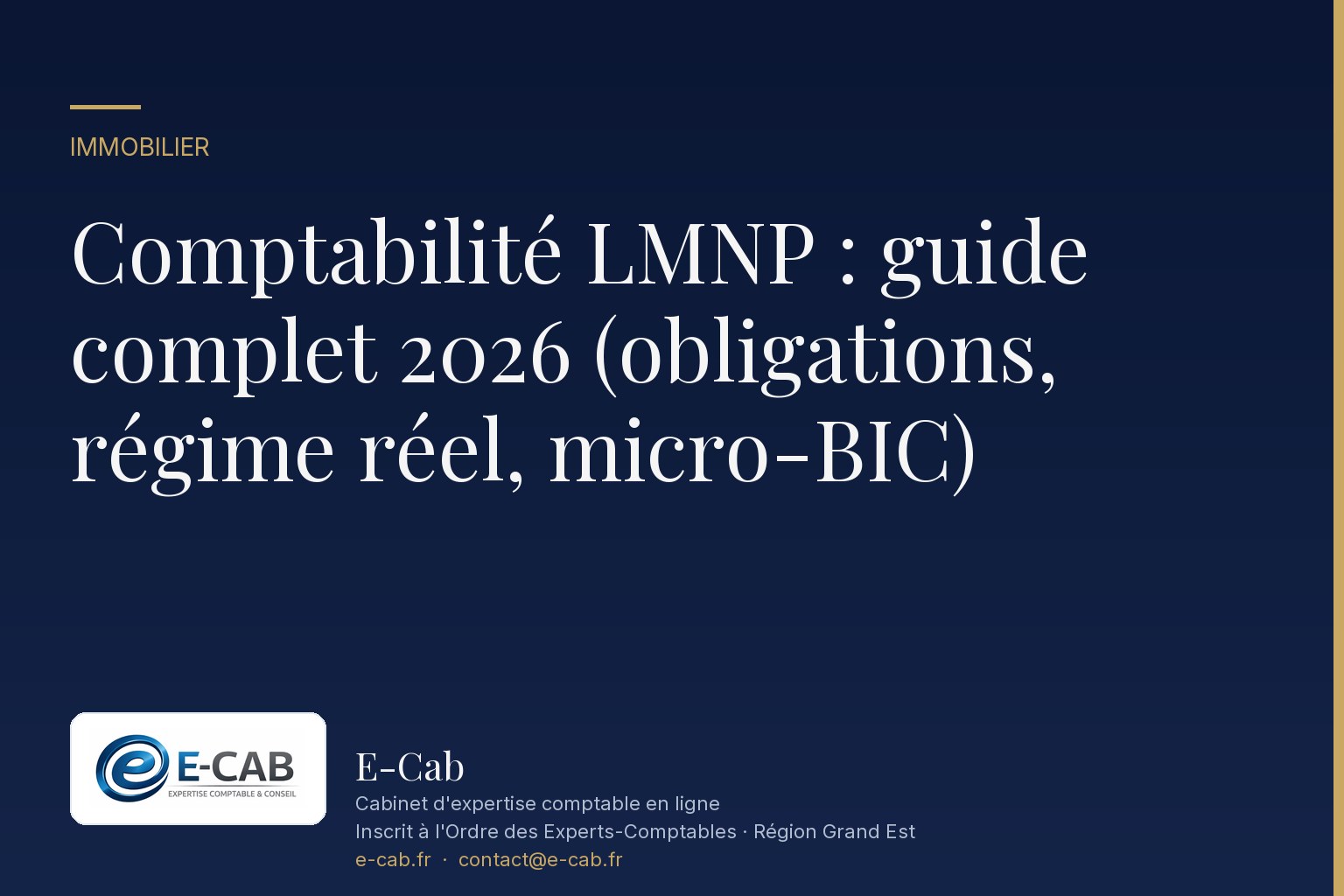 Comptabilité LMNP : guide complet 2026 (obligations, régime réel, micro-BIC)