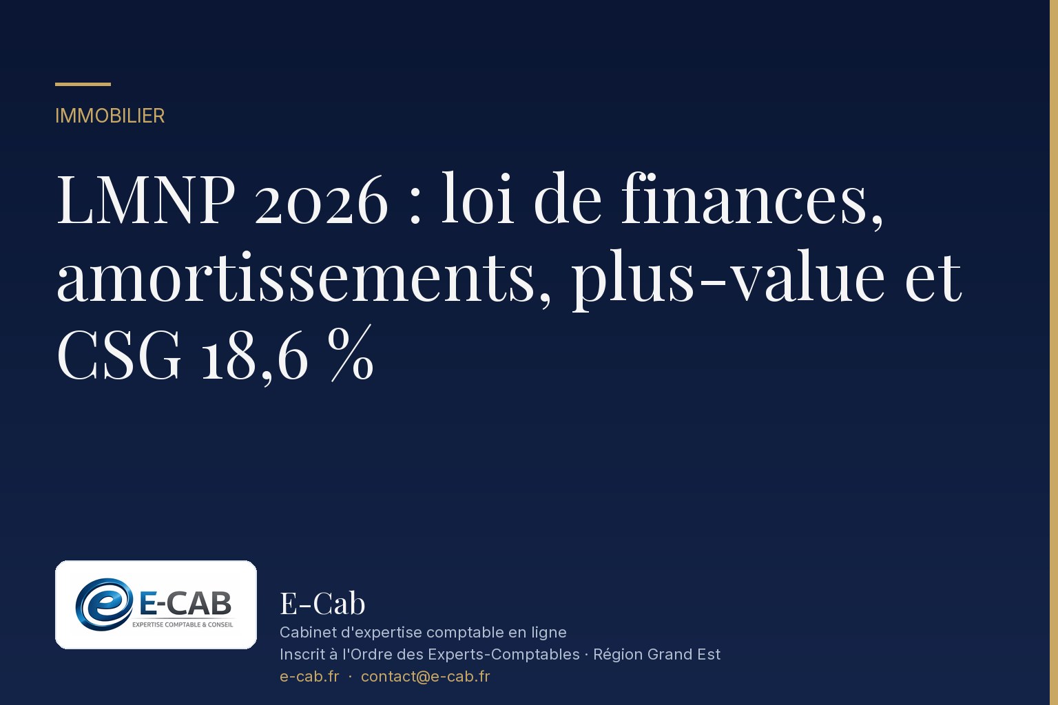 LMNP 2026 : loi de finances, amortissements, plus-value et CSG 18,6 %