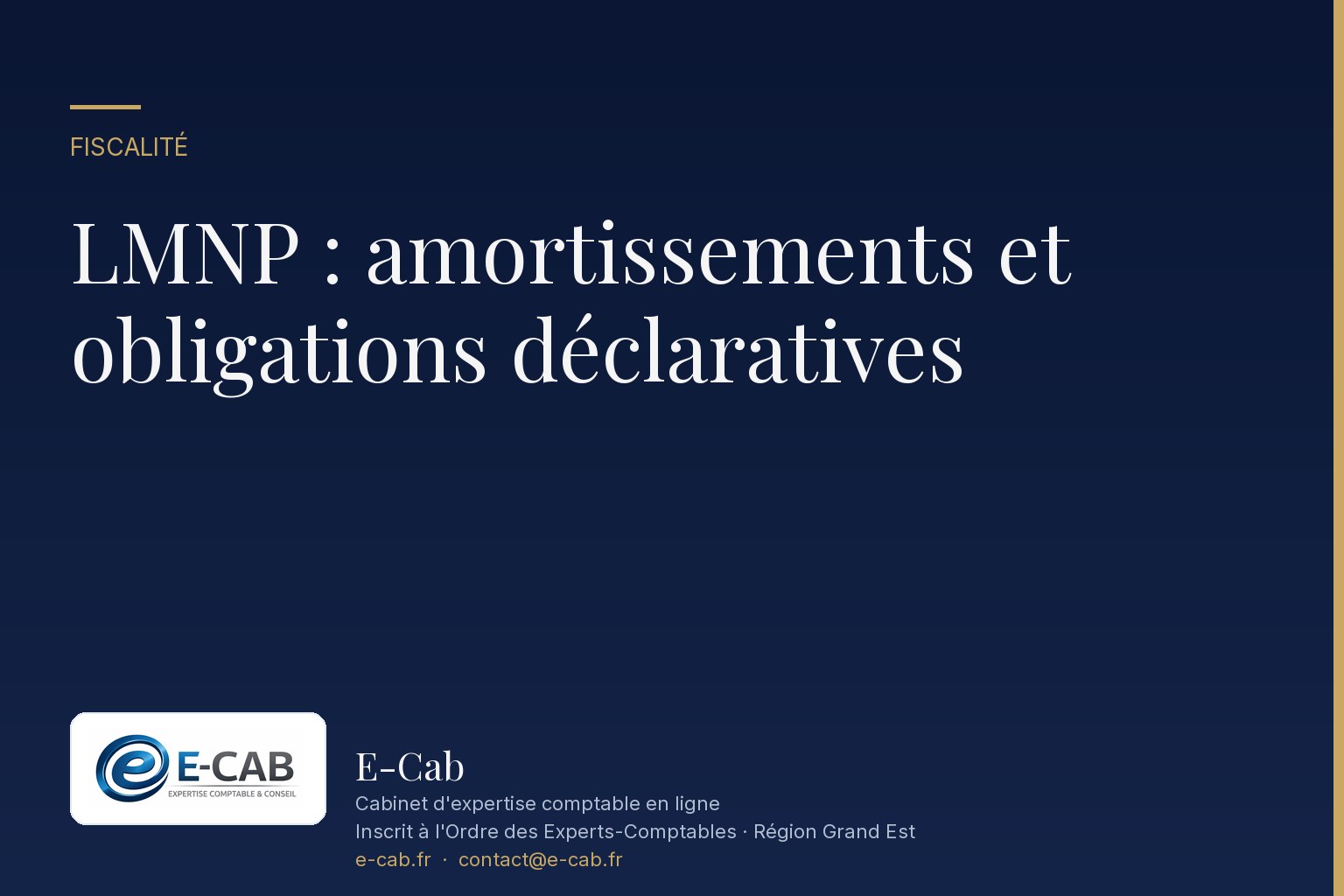 LMNP : amortissements et obligations déclaratives