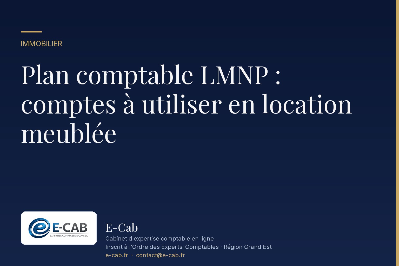 Plan comptable LMNP : comptes à utiliser en location meublée