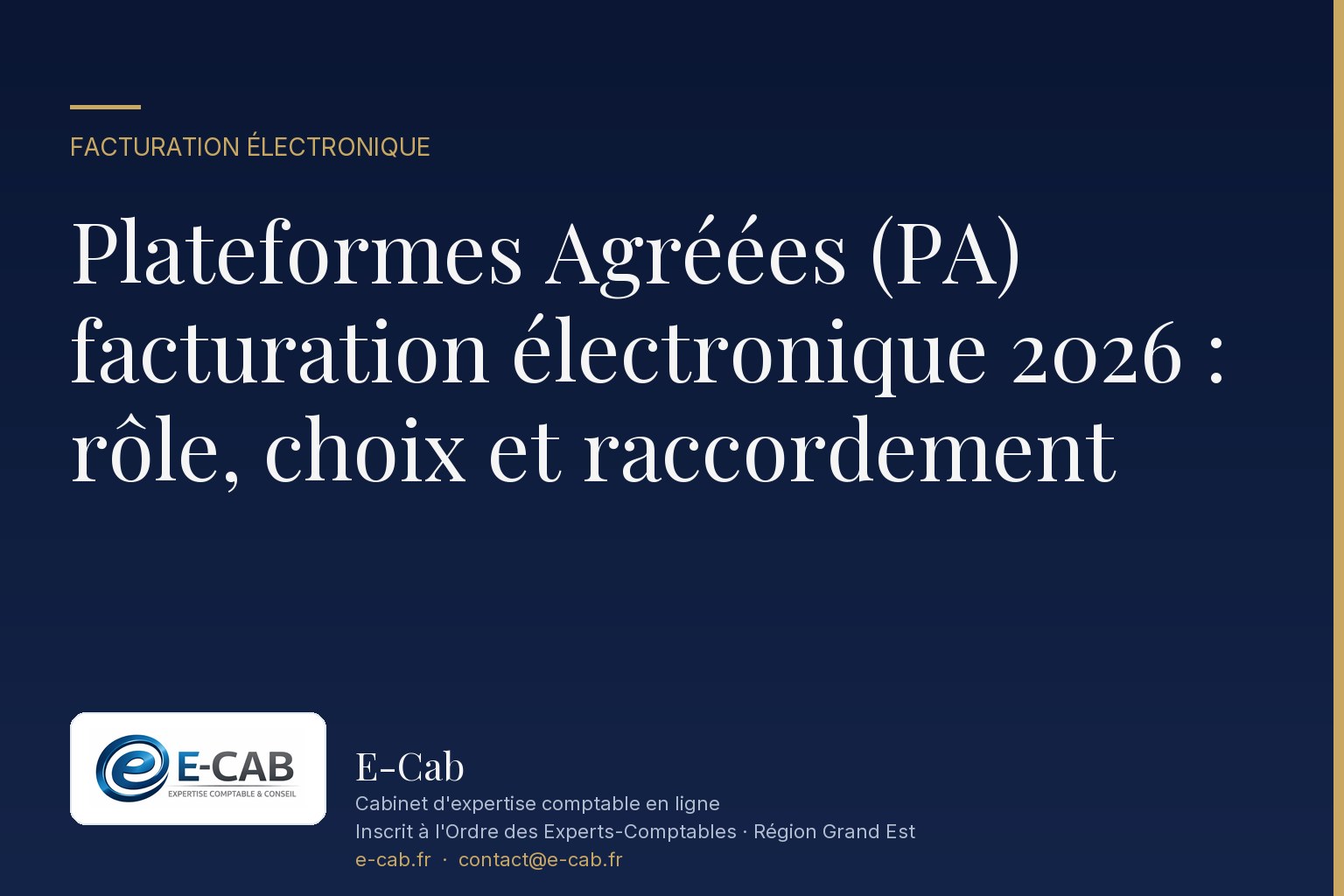 Plateformes Agréées (PA) facturation électronique 2026 : rôle, choix et raccordement